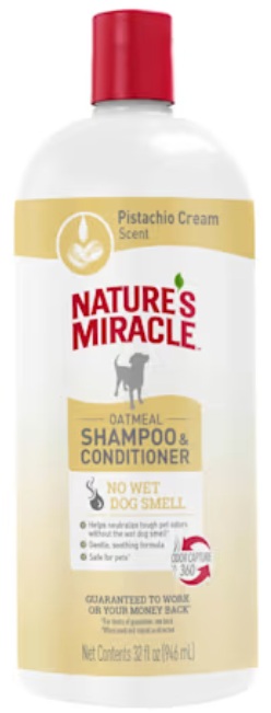 natures-miracle-oatmilk-and-aloe-scent Natures Miracle Oatmeal Dog Shampoo, 16-fl oz bottle, Pistachio Cream Scent