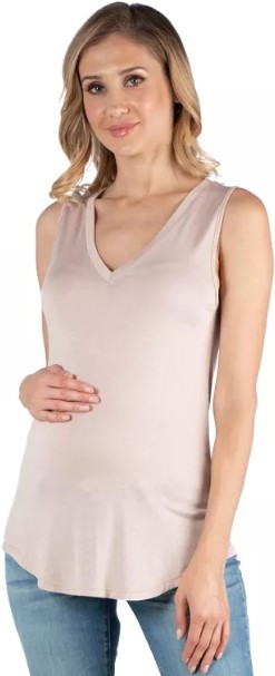24seven-comfort-apparel-womens-v-neck-maternity-tunic-tank-top nursing-top-and-shorts-sleep-maternity-pajama-set-isabel-maternity-by-ingrid-isabel