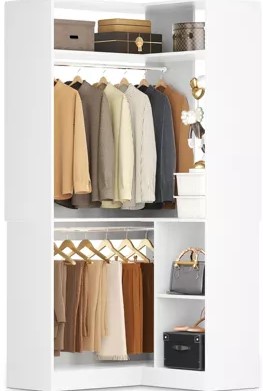 aheaplus-freestanding-corner-closet-organizer-closet-system-with-hanging-rods-and-storage-shelves featherly-friends-8482-hot-dog-sun-squad-8482