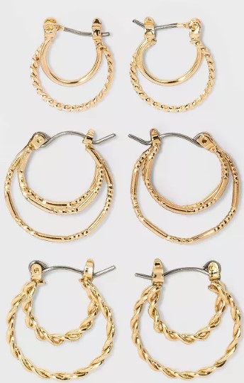 click-top-faux-duo-hoop-earring-set-3pc-wild-fable click-top-faux-duo-hoop-earring-set-3pc-wild-fable