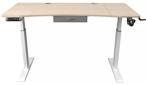 homeroots-adjustable-height-oak-and-white-metal-and-wood-hi-low-sit-or-stand-desk homeroots-adjustable-height-oak-and-white-metal-and-wood-hi-low-sit-or-stand-desk