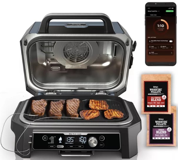 ninja-woodfire-proconnect-premium-xl-7-in-1-outdoor-gril cuisinart-classic-3-5qt-stainless-steel-saute-38-steamer-set-with-helper-handle-and-cover-83-3