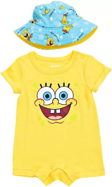 spongebob-squarepants-baby-romper-and-hat-newborn-to-infant spongebob-squarepants-baby-romper-and-hat-newborn-to-infant