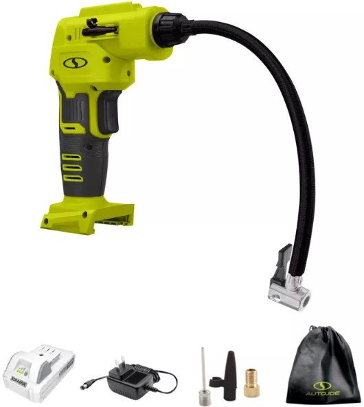 sun-joe-auto-joe-portable-air-compressor-24-volt-2-ah-cordless-tire-inflator-pump-with-battery-and-charger-for-bike-and-pool-accessories-green sun-joe-auto-joe-portable-air-compressor-24-volt-2-ah-cordless-tire-inflator-pump-with-battery-and-charger-for-bike-and-pool-accessories-green
