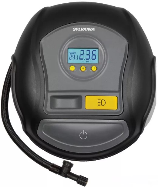 sylvania-pro-portable-tire-inflator-led-digital-display-gauge-with-auto-stop-inflation-led-work-light-carrying-case-3-piece-adapters-for-sports-balls-vehicle-tires-bike-tires-and-inflatable-toys sylvania-pro-portable-tire-inflator-led-digital-display-gauge-with-auto-stop-inflation-led-work-light-carrying-case-3-piece-adapters-for-sports-balls-vehicle-tires-bike-tires-and-inflatable-toys