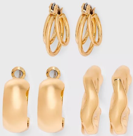 wide-and-chunky-twist-earring-set-3pc-wild-fable-8482-gold sanctuary-project-by-sanctuaire-semi-precious-white-howlite-crystal-pendant-necklace-silver